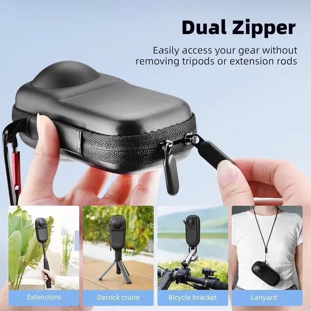 Alt view image 4 of 7 - BONAEVER Carrying Case for Insta 360 X4 X5 (for Original Lens Cap), Portable Small Storage Bag Protective Cover Hard Shell Travel Protector with Wrist Strap Carabiner for Insta360 X4 X5 Accessories