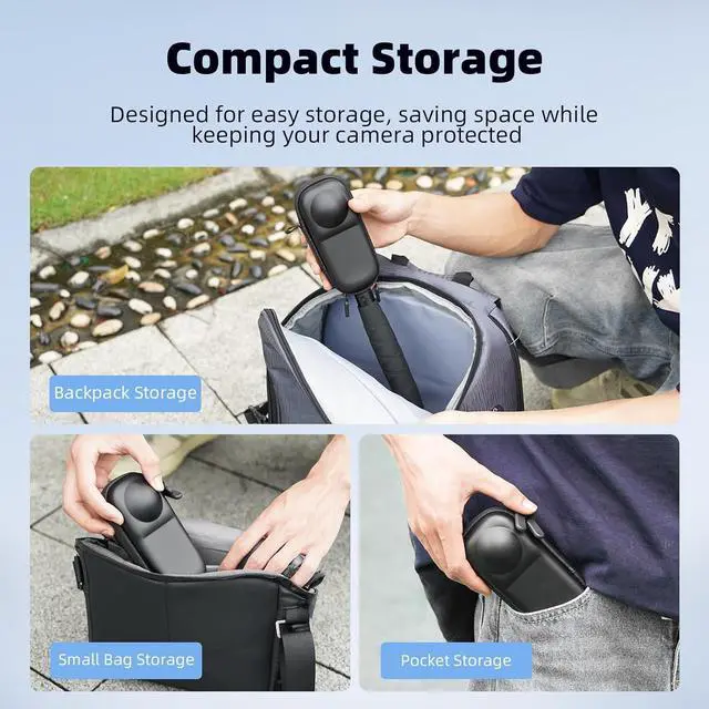 Alt view image 2 of 7 - BONAEVER Carrying Case for Insta 360 X4 X5 (for Original Lens Cap), Portable Small Storage Bag Protective Cover Hard Shell Travel Protector with Wrist Strap Carabiner for Insta360 X4 X5 Accessories