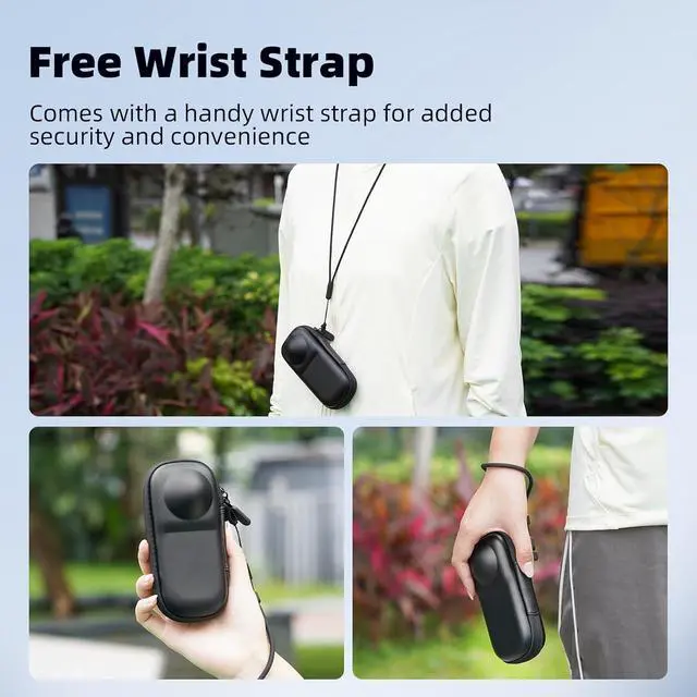 Alt view image 7 of 7 - BONAEVER Carrying Case for Insta 360 X4 X5 (for Original Lens Cap), Portable Small Storage Bag Protective Cover Hard Shell Travel Protector with Wrist Strap Carabiner for Insta360 X4 X5 Accessories