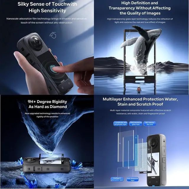 Alt view image 7 of 7 - WERLEO Insta 360 X4 Aluminum Frame Cage Case Bag Glass Lens Guard Set Screen Protector for Insta360 X4 X 4 Accessories Kit Anti-Scratch Metal Housing Shell Tempered Glass Protective Film Cover