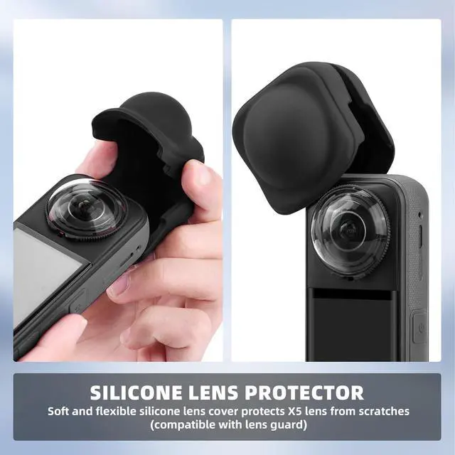 Alt view image 7 of 7 - WERLEO Insta 360 X5 Case Bag + Silicone Lens Cap + 2 Pack Screen Protector Accessories Kit Carrying Case with Wrist Strap and Carabiner for Insta360 X5 X4 Protective Bundle