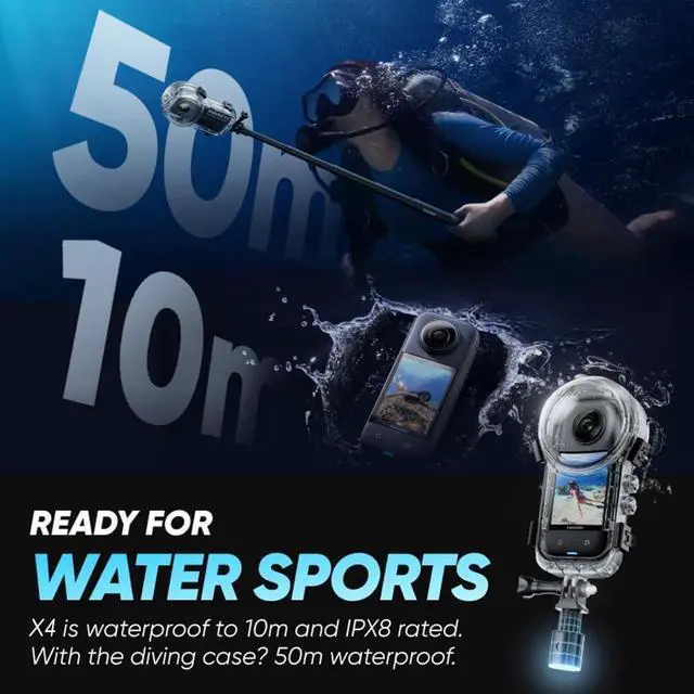 Alt view image 5 of 7 - WERLEO Invisible Dive Case for Insta360 X4, 50m/164ft Waterproof Case Underwater Diving Housing Shell for Insta 360 X4 Protective Case with Bracket Accessories