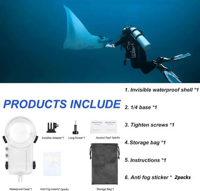 Alt view image 7 of 7 - WERLEO Invisible Dive Case for Insta360 X4, 50m/164ft Waterproof Case Underwater Diving Housing Shell for Insta 360 X4 Protective Case with Bracket Accessories