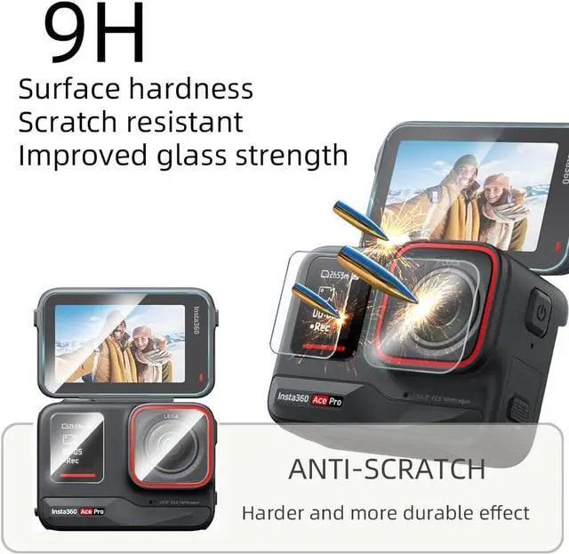 Alt view image 3 of 7 - WERLEO Screen Protector Compatible for Insta360 Ace Pro Camera,Tempered Glass Film Anti Scratch High Definition Full Coverage and Hard Shell Travel Storage Carrying Case