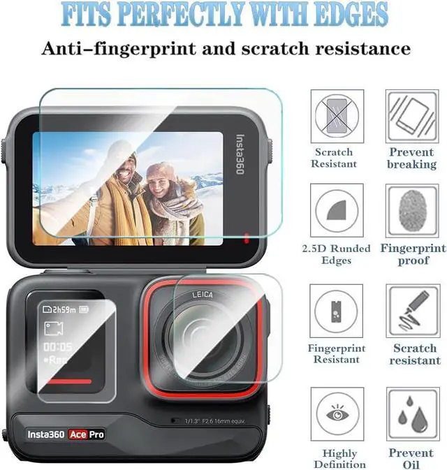 Alt view image 5 of 7 - WERLEO Screen Protector Compatible for Insta360 Ace Pro Camera,Tempered Glass Film Anti Scratch High Definition Full Coverage and Hard Shell Travel Storage Carrying Case
