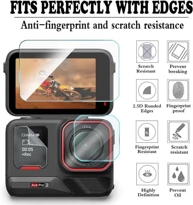 Alt view image 5 of 6 - WERLEO Screen Protector Compatible for Insta360 Ace Pro 2 Camera,Tempered Glass Film Anti Scratch High Definition Full Coverage and Hard Shell Travel Storage Carrying Case