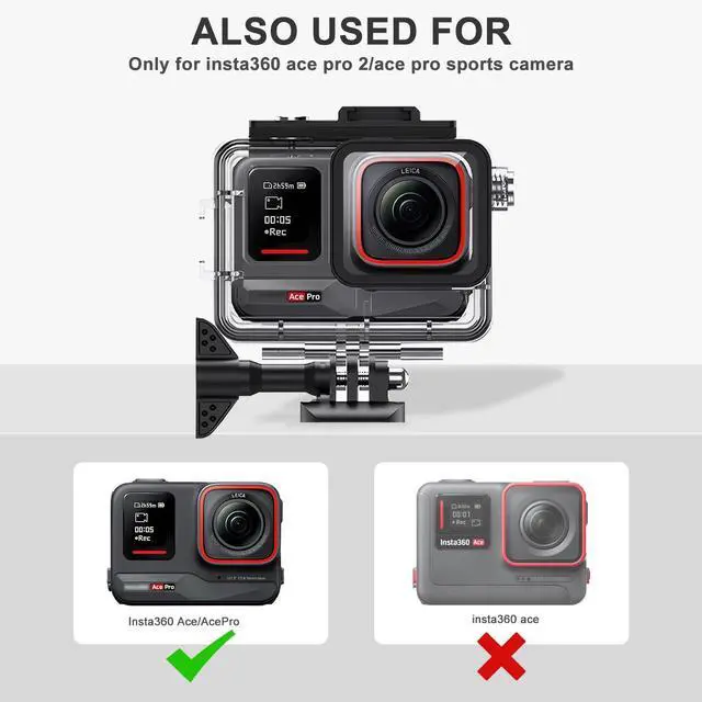 Alt view image 2 of 7 - WERLEO 196FT/60M Underwater Waterproof Diving Housing Compatible for Insta 360 Ace Pro2/Ace Pro,Protective Cover Shell with Bracket Accessories kit for AcePro2/AcePro Action Camera