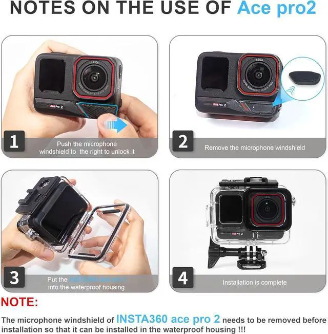 Alt view image 7 of 7 - WERLEO 196FT/60M Underwater Waterproof Diving Housing Compatible for Insta 360 Ace Pro2/Ace Pro,Protective Cover Shell with Bracket Accessories kit for AcePro2/AcePro Action Camera