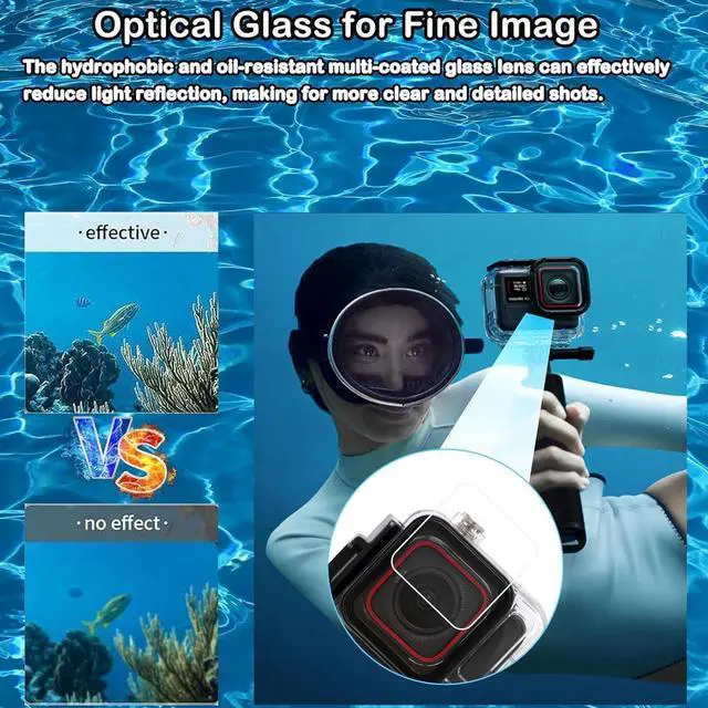 Alt view image 5 of 7 - WERLEO Waterproof Case for Insta 360 Ace Pro / Ace Pro 2 with 3 Pack Dive Filters, 196FT/60M Underwater Protective Housing Dive Kit, Professional Action Camera Dive Accessory