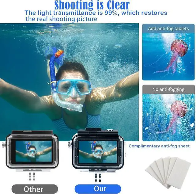 Alt view image 3 of 7 - WERLEO Waterproof Case for DJI Osmo Action 5 Pro/4/3 with 3 Pack Dive Filters, 196FT/60M Underwater Protective Housing Dive Kit, Professional Action Camera Dive Accessory