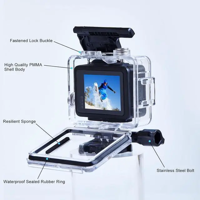 Alt view image 6 of 7 - WERLEO 196FT/60M Waterproof Case for Go Pro Hero 4K, Underwater Diving Protective Housing Shell for Go Pro Hero 4K Compact Action Camera with Mount Hero 4K Accessories Kit