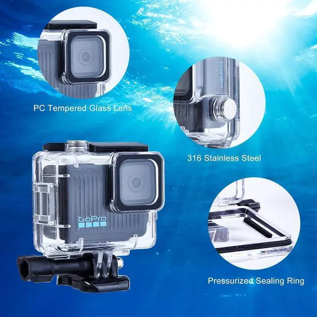 Alt view image 3 of 7 - WERLEO 196FT/60M Waterproof Case for Go Pro Hero 4K, Underwater Diving Protective Housing Shell for Go Pro Hero 4K Compact Action Camera with Mount Hero 4K Accessories Kit