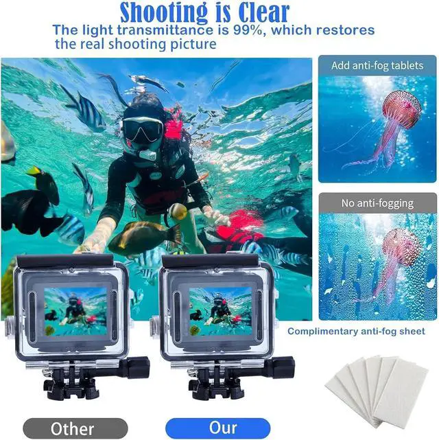 Alt view image 4 of 7 - WERLEO 196FT/60M Waterproof Case for Go Pro Hero 4K, Underwater Diving Protective Housing Shell for Go Pro Hero 4K Compact Action Camera with Mount Hero 4K Accessories Kit