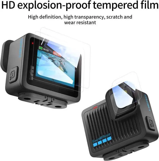 Alt view image 5 of 6 - WERLEO Accessories Kit Compatible with GoPro Hero 4K Action Camera Including Silicone Protective Case Tempered Glass Protective Film Lens Cap Lanyard and Battery Side Cover