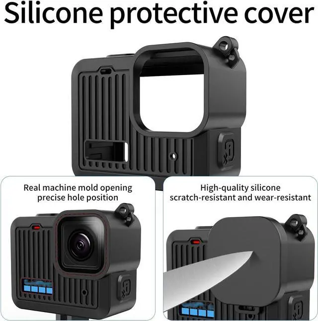Alt view image 4 of 6 - WERLEO Accessories Kit Compatible with GoPro Hero 4K Action Camera Including Silicone Protective Case Tempered Glass Protective Film Lens Cap Lanyard and Battery Side Cover