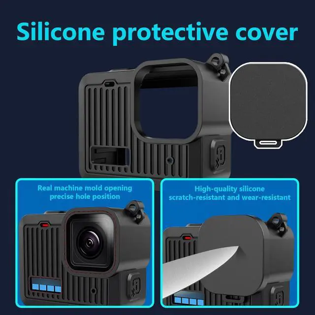 Alt view image 5 of 7 - WERLEO Silicone Case for GoPro Hero 4K - Protective Sleeve with Battery Cover, Screen Protectors, Lens Caps & Mount Kit Flexible Adhesive Helmet Sticky Mounts for GoPro Hero 4K Accessories
