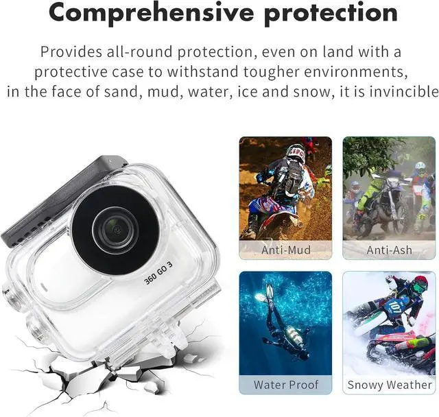 Alt view image 7 of 7 - WERLEO Dive Waterproof Protector Case Housing for Insta360 Go 3 / Go 3S Action Camera Accessories Diving Depth 60M/196FT Underwater Protective Case