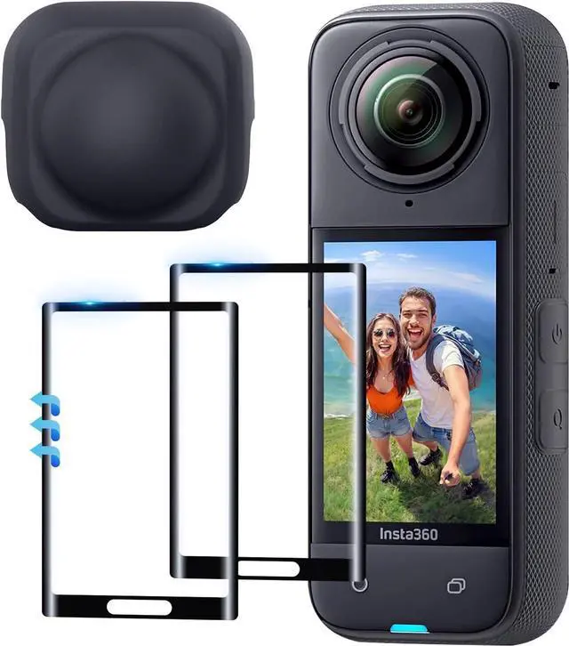 Main image of WERLEO Screen Protector Film (2 Pack) + Lens Cap for Insta360 X5 / insta360 X4, Insta 360 X5 / insta 360 X4 Tempered Glass LCD Display Film, Ultra HD, 9H Hardness, Scratch Resistant, Anti-Fingerprint