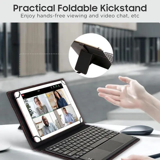 Alt view image 3 of 7 - WERLEO Universal Tablet Keyboard Case 9" - 11" inch with Touchpad, 2-in-1 Bluetooth Wireless Keyboard Case, Stand Folio Tablet Case Protective Cover for 9" 9.7" 10.1" 10.2" 10.5" 10.9" 11" Tablets