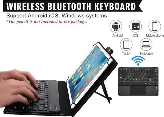 Alt view image 5 of 7 - WERLEO Universal Wireless Tablet Keyboard Case 7" - 8" inch with Touchpad, 2-in-1 Bluetooth Wireless Keyboard Case, Stand Folio Tablet Case Protective Cover for 7" 7.9" 8" Tablets