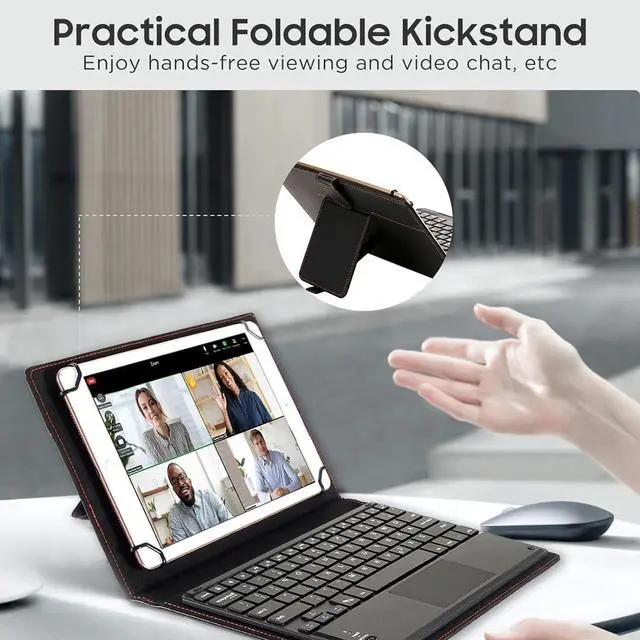 Alt view image 3 of 7 - WERLEO Universal Wireless Tablet Keyboard Case 7" - 8" inch with Touchpad, 2-in-1 Bluetooth Wireless Keyboard Case, Stand Folio Tablet Case Protective Cover for 7" 7.9" 8" Tablets