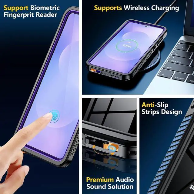 Alt view image 5 of 7 - WERLEO for Samsung Galaxy S25 Edge Case Waterproof, Built-in Screen & Camera Lens Protector, [IP68 Underwater][12FT Military Grade Shockproof] Phone Cover for Galaxy S25 Edge 6.7 inch