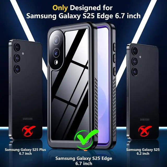 Alt view image 2 of 7 - WERLEO for Samsung Galaxy S25 Edge Case Waterproof, Built-in Screen & Camera Lens Protector, [IP68 Underwater][12FT Military Grade Shockproof] Phone Cover for Galaxy S25 Edge 6.7 inch