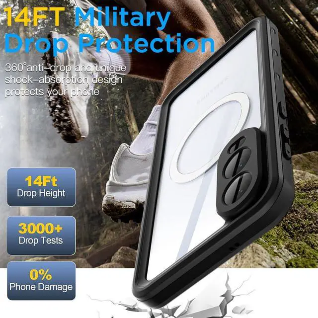 Alt view image 4 of 7 - WERLEO for Samsung Galaxy S25 Edge Case Waterproof [Fit for MagSafe] 360° Full Body Rugged Shockproof Case for S25 Edge 6.7" [IP68 Underwater][Built-in Screen Protector & Lens Protector]