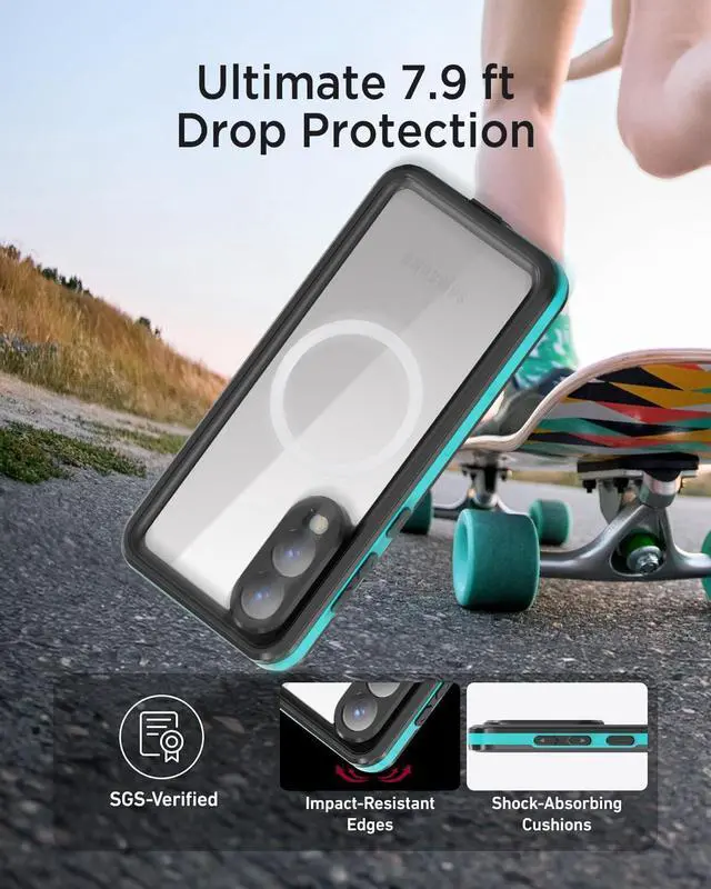 Alt view image 3 of 7 - WERLEO for Samsung Galaxy S25 Edge Case Waterproof [Fit for MagSafe] 360° Full Body Rugged Shockproof Case for S25 Edge 6.7" [IP68 Underwater][Built-in Screen Protector & Lens Protector] Blue