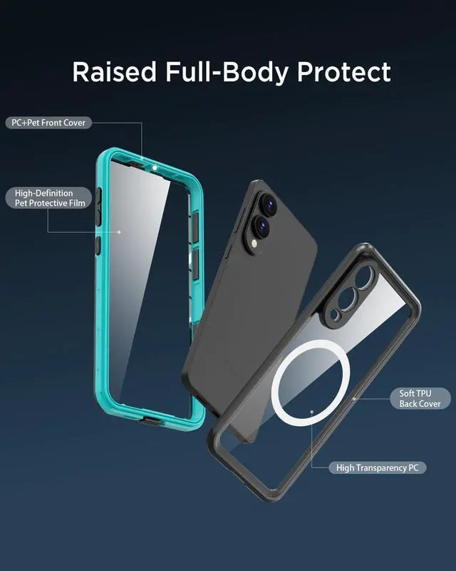 Alt view image 4 of 7 - WERLEO for Samsung Galaxy S25 Edge Case Waterproof [Fit for MagSafe] 360° Full Body Rugged Shockproof Case for S25 Edge 6.7" [IP68 Underwater][Built-in Screen Protector & Lens Protector] Blue