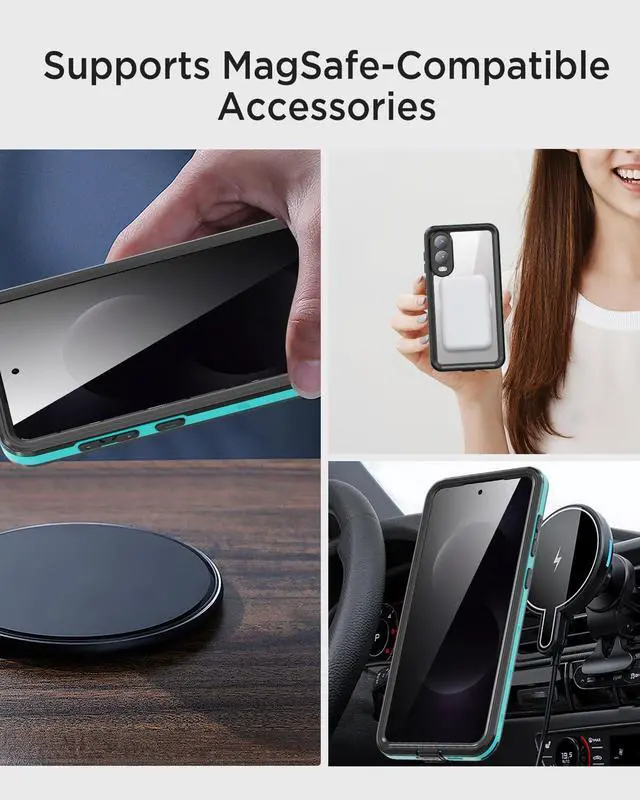 Alt view image 5 of 7 - WERLEO for Samsung Galaxy S25 Edge Case Waterproof [Fit for MagSafe] 360° Full Body Rugged Shockproof Case for S25 Edge 6.7" [IP68 Underwater][Built-in Screen Protector & Lens Protector] Blue