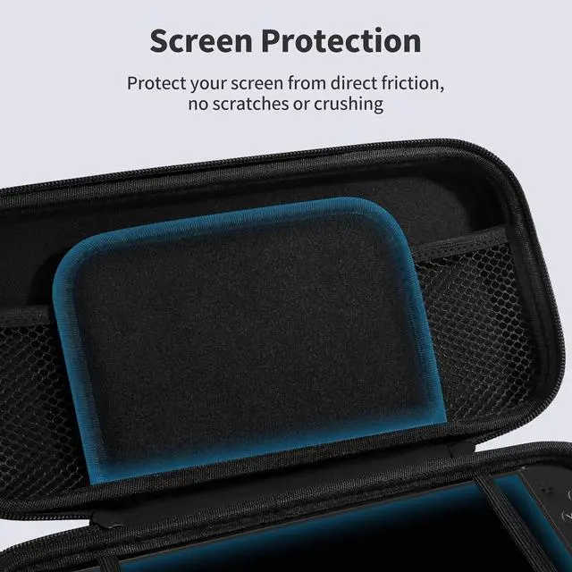 Alt view image 5 of 7 - WERLEO Switch 2 Case Accessories Bundle for Nintendo Switch2 Kit, Protective Switch Carrying Case with 10 Game Card Slot, Screen Protector Tempered Glass and 8pcs Thumb Grips Caps - Black