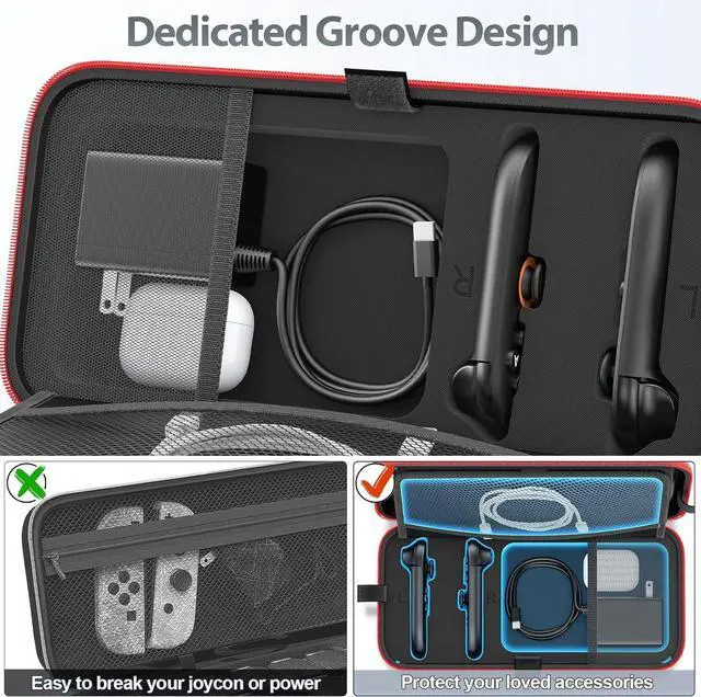 Alt view image 2 of 6 - WERLEO Switch 2 Case for Joy-con 2 & Charger for 2025 Nintendo 2 & 2021 OLED & 2017 Original, Portable Travel Case with 28 Game Holders, Hard Shell Switch 2 Carrying Case for Nintendo Accessory Kit