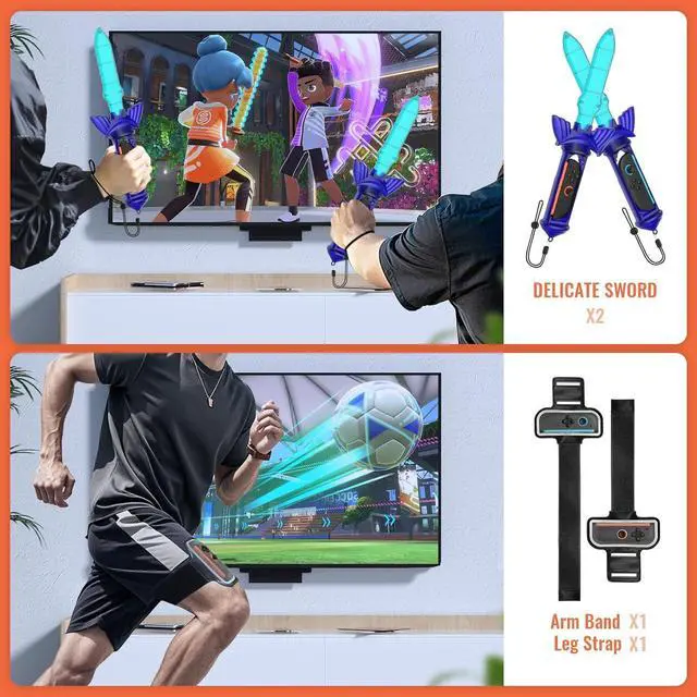 Alt view image 3 of 6 - WERLEO Switch Sports Game Accessories Bundle for Nintendo Switch 2 (2025) 12 in 1 Family Party Pack for Switch 2 Accessories Kit with Tennis Rackets,Golf Clubs,Chambara Swords,Leg Straps & Joycon Grip