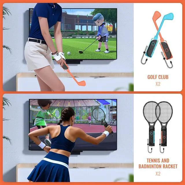 Alt view image 6 of 6 - WERLEO Switch Sports Game Accessories Bundle for Nintendo Switch 2 (2025) 12 in 1 Family Party Pack for Switch 2 Accessories Kit with Tennis Rackets,Golf Clubs,Chambara Swords,Leg Straps & Joycon Grip