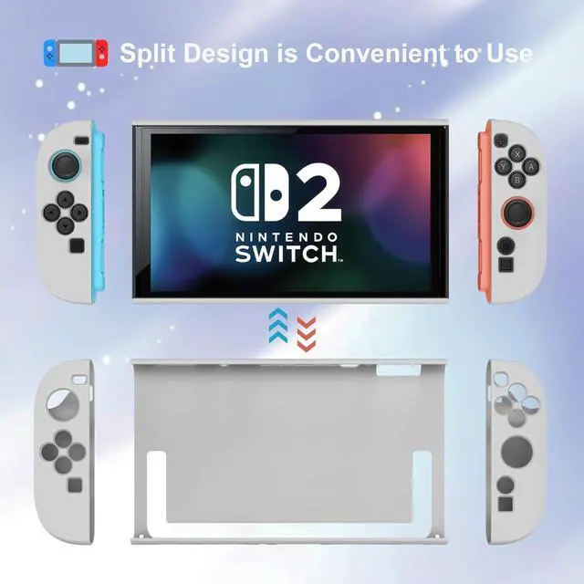 Alt view image 3 of 7 - WERLEO Protective Silicone Cover for Nintendo Switch 2 (2025), TPU Grip Protective Cover for Switch Next Gen 2025 Console & Joy-Con Controller Accessories White
