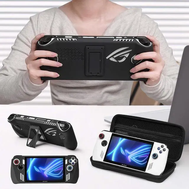 Alt view image 7 of 7 - WERLEO Accessories kit for ASUS ROG Ally 2023 - Black Accessories Bundle for ROG Alloy Gaming Handheld with Carrying Case Protective Cover case and 2 Pack Screen Protector, 6 Thumb Grips