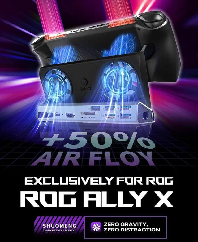 Alt view image 2 of 7 - WERLEO 10-in-1 Docking Station for Steam Deck OLED & ROG Ally X & Legion Go, Dual Cooling Fan 5 USB Ports, 4K@60Hz HDMI 2.0, 100W Charging Port Support ROG Ally 30W Mode, Gigabit Ethernet, SD/TF