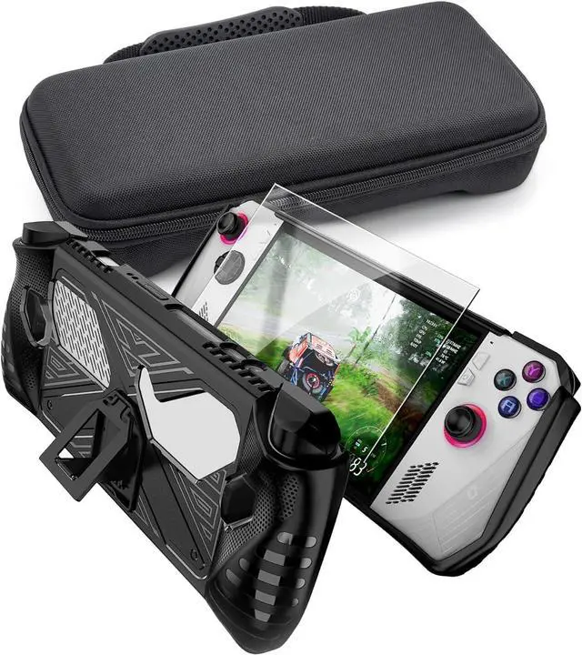 Alt view image 7 of 7 - WERLEO Accessories Set for Asus ROG Ally - Handheld Kickstand Case with Hardshell Carrying Bag and Tempered Glass Screen Protector