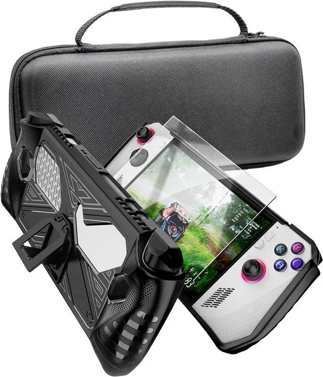 Alt view image 6 of 7 - WERLEO Accessories Set for Asus ROG Ally - Handheld Kickstand Case with Hardshell Carrying Bag and Tempered Glass Screen Protector