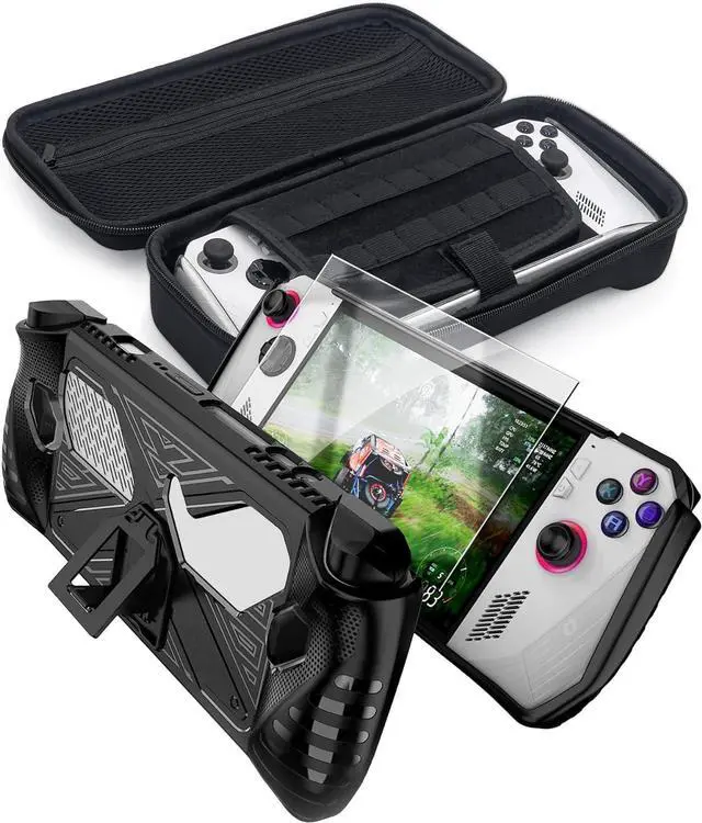Alt view image 5 of 7 - WERLEO Accessories Set for Asus ROG Ally - Handheld Kickstand Case with Hardshell Carrying Bag and Tempered Glass Screen Protector