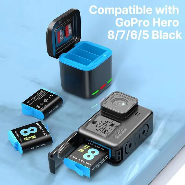 Alt view image 6 of 7 - WERLEO Battery Charger for Hero 8/7/6/5 Black Battery 3-Pack 1500mAh and USB Storage 3-Channel Fast Charger for GoPro Hero 8 Black, Hero 7 Black, Hero 6 Black, Hero 5 Black with Micro SD Card Slot