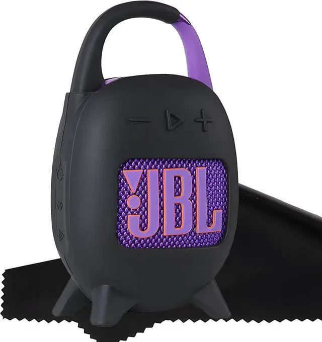 Alt view image 4 of 6 - WERLEO Silicone Cover Case Set Compatible with JBL Clip 5 Portable Speaker, with Microfiber Cleaning Cloth and 2-in-1 Soft Skin for JBL Clip 5 Accessories Speaker Stand Up Holder