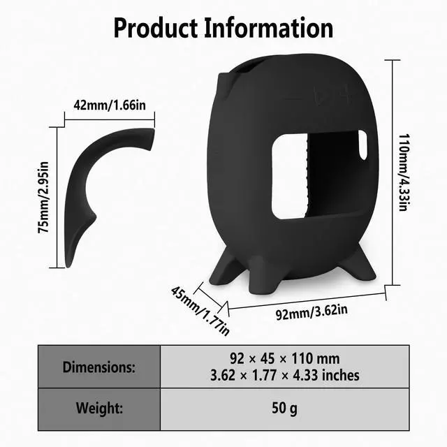 Alt view image 2 of 6 - WERLEO Silicone Carrying Case for JBL Clip 5, Protective Portable Scratch Shock Resistant Cover (Black)