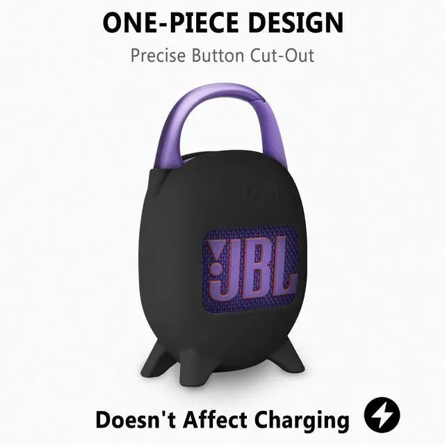 Alt view image 4 of 6 - WERLEO Silicone Carrying Case for JBL Clip 5, Protective Portable Scratch Shock Resistant Cover (Black)