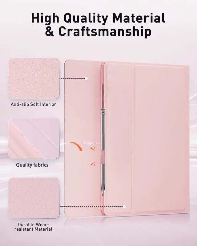 Alt view image 3 of 7 - WERLEO Bluetooth Keyboard Case with Mouse for Lenovo Tab One / Tab K9 8.7 inch 2025 TB305XU TB305FU Protective Cover with Wireless Mouse / Keyboard Pink