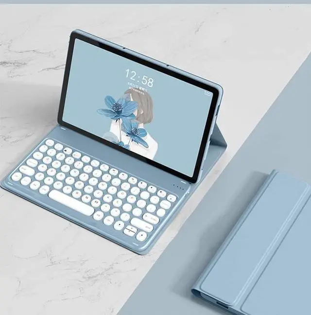Alt view image 7 of 7 - WERLEO Bluetooth Keyboard Case with Mouse for Lenovo Tab One / Tab K9 8.7 inch 2025 TB305XU TB305FU Protective Cover with Wireless Mouse / Keyboard Blue