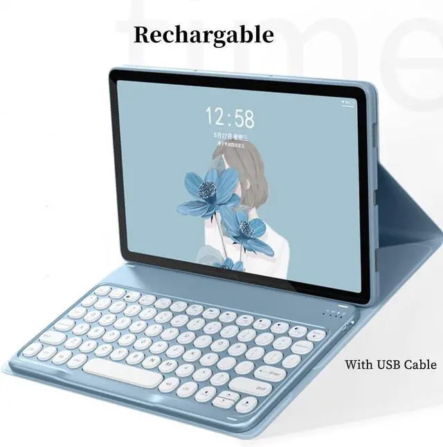 Alt view image 5 of 7 - WERLEO Bluetooth Keyboard Case with Mouse for Lenovo Tab 10.1 inch 2025 Model TB-311FU TB-311XU Protective Cover with Wireless Mouse / Keyboard Blue