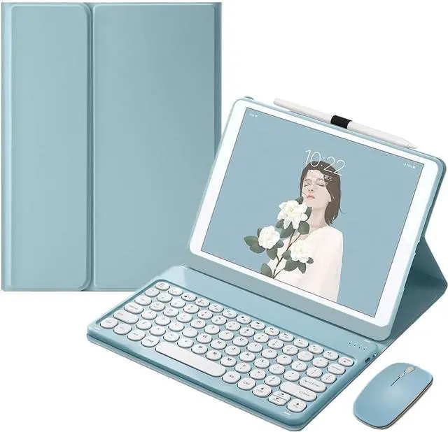 Main image of WERLEO Bluetooth Keyboard Case with Mouse for Lenovo Tab 10.1 inch 2025 Model TB-311FU TB-311XU Protective Cover with Wireless Mouse / Keyboard Blue