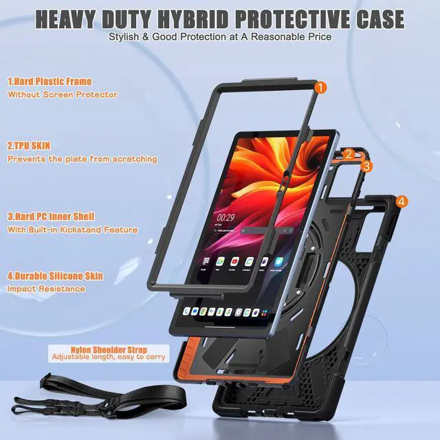 Alt view image 7 of 7 - WERLEO Case for Lenovo Tab K11 Plus 11.45 inch 2024 TB352FU TB352XU Shockproof Protective Cover Pencil Holder Stand Shoulder Strap Stylus Pen